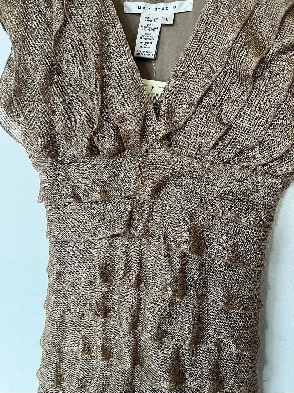 Max Studio Bronze Brown Ruffle Midi Dress - Picture 2 of 7